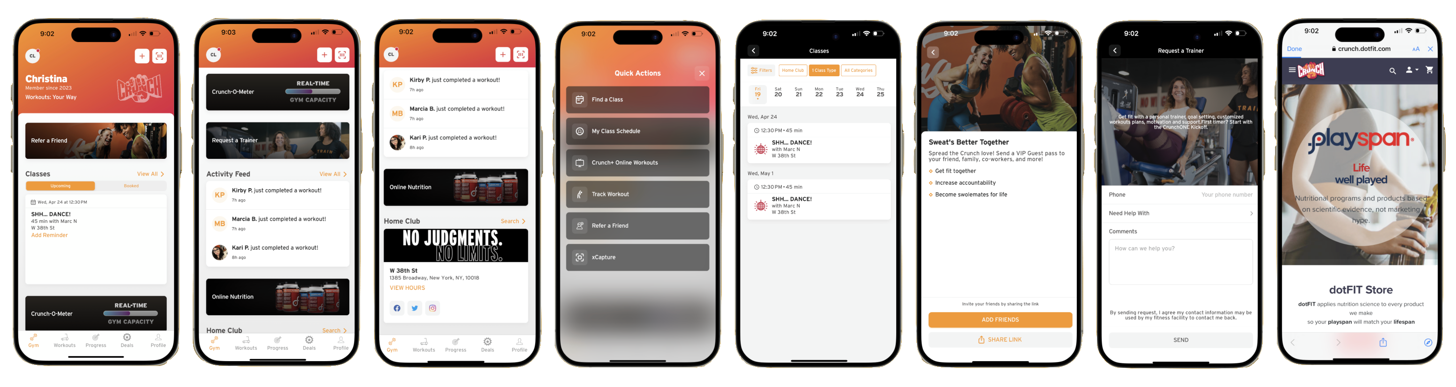 Overview of Crunch original interface screens and App Store user reviews analysis